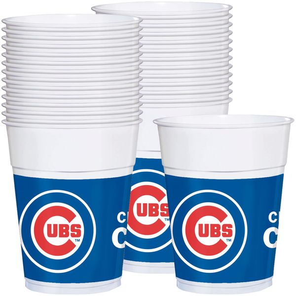 Chicago Cubs Plastic Cups - 16oz (Pack Of 25) - White, Blue & Red Durable Party Drinkware For Fans & Events