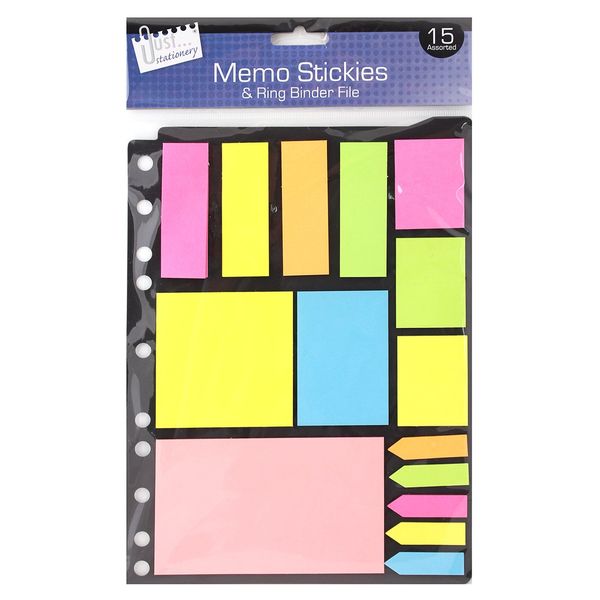 JUST STATIONERY NEON MEMO Stickers ON Ring Binder Folder