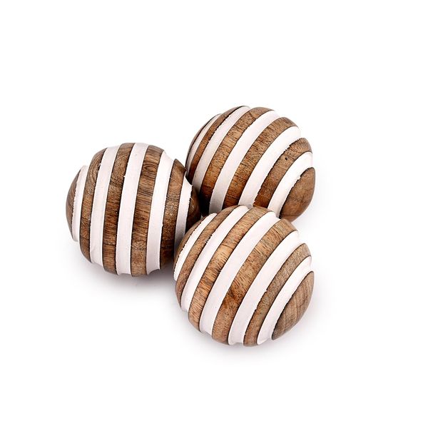 Indus Lifespace Decorative Balls Mango Wood for Centerpiece or Individual Use Ideal for Use in Living, Dining Room, Coffee Table (7.62cm x 7.62cm x 7.62cm), (Set of 3)