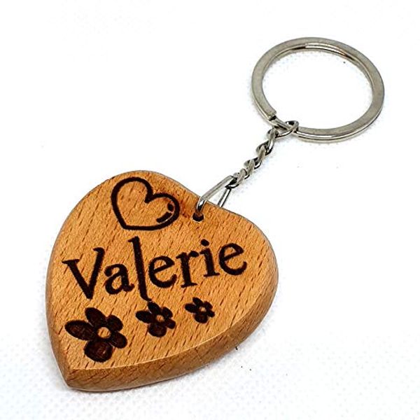 Valerie Personalised Engraved Wooden Keyring