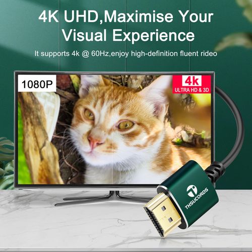 Thsucords Slim HDMI Cable, 7.5M. Thin HDMI to HDMI Cord, Ultra Flexible & Fine Line, HDMI Wire, High Speed, 4K@60Hz, 18gbps, 2160p, 1080p, Eligible Invoice