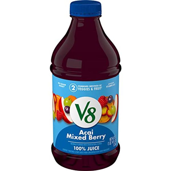 V8 Blends 100% Juice Acai Mixed Berry Juice, Fruit and Vegetable Juice Blend, 46 FL OZ Bottle