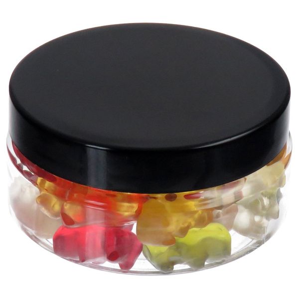 Pohli 100 ml PET Tiegel transparent, flach, mit Plastikdeckel, schwarz, 30 Stück