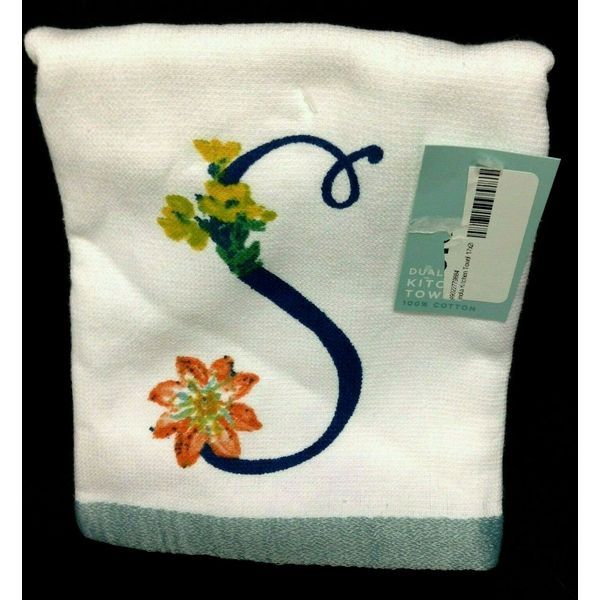 Monogram S Easter Floral Hand Bath Kitchen Wine Gift Towel Holiday Dishcloth