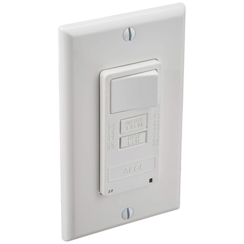 Leviton AFCI Combination Outlet with Switch, 15 Amp, Self Test, Tamper-Resistant with LED Indicator Light, Saves Space, AFSW1-W, White