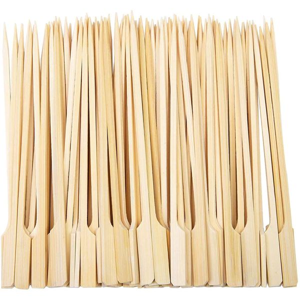 Kitchencookshop Paddle Skewers100 Pieces Bamboo Barbecue Bamboo Skewers Cocktail Sticks for Barbeque, Kebabs, Burgers, Cocktails, Buffets Party (25cm)