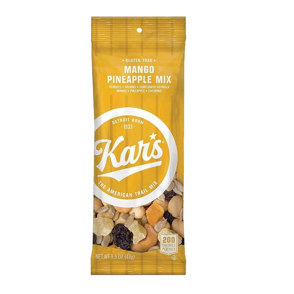 Kar’s Nuts Unsalted Mango Pineapple Trail Mix, 1.5 oz Individual Snack Packs – Bulk Pack of 72, Gluten-Free Snack Mix