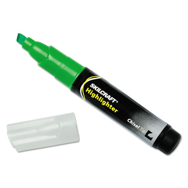 AbilityOne - 7520011660682 - Large Fluorescent Highlighter - Green Ink - 12 units