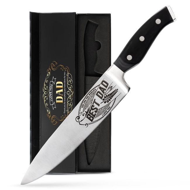 CUTLINX Knife Dad Birthday Gifts from Daughter, Son, Kids - Gifts for Dad - Best Presents for Father, Men - Customized for Dad Ultra-Sharp 8-inch Kitchen Knife Gift Set