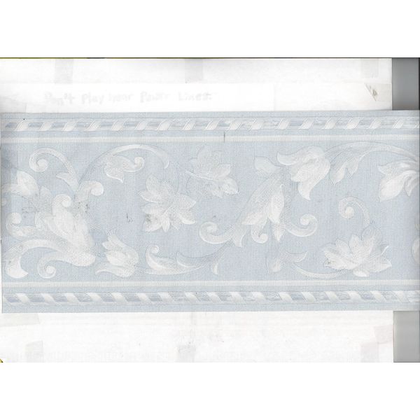 * WALLPAPER BORDER SATIN FINISH VICTORIAN SCROLLS NEW ARRIVAL ARCHITECTURAL BLUE