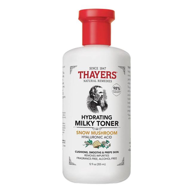 THAYERS Milky Gesichtswasser, Hautpflege mit Schneepilz und Hyaluronsäure, natürliches sanftes Gesichtswasser, für trockene und empfindliche Haut, 355 ml