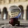 Amlong Crystal New Clear Crystal Ball Sphere Asian Quartz 80mm (3 inch Diameter) with Wooden Stand and Gift Box