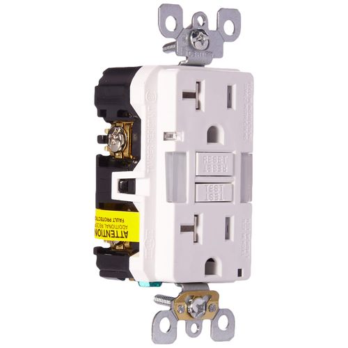 Leviton GFCI Outlet with Guidelight, 20 Amp, Self Test, Tamper-Resistant with LED Indicator Light, Replaces Plugged in Night Light, GFNL2-W, White