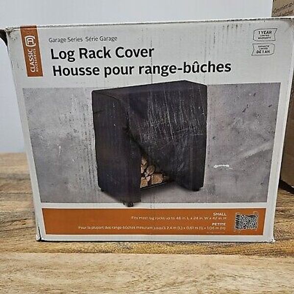 Classic Accessories 4 Ft. Black Firewood/Log Rack Cover - Small