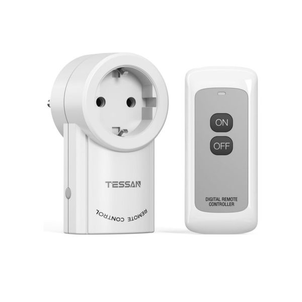TESSAN Funksteckdosen mit Fernbedienung, Steckdose mit Fernbedienung 25M Reichweite, 2300W Funksteckdose Stecker, Schaltbare Steckdose Kompatibel Haushaltsgeräte, Weiß