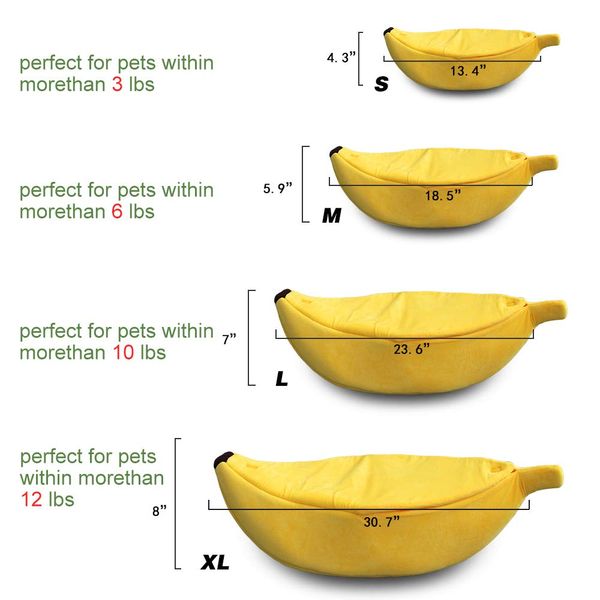 · Petgrow · Cute Banana Cat Bed House Extra Large Size, Christmas Soft Cat Cuddle Bed, Lovely Pet Supplies for Cats Kittens Rabbit Small Dogs, Yellow