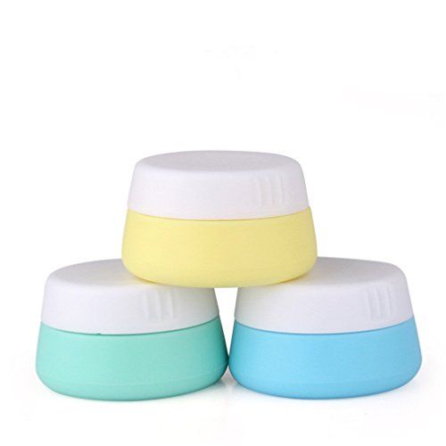 Songlela Leakproof Silicone Travel Cosmetic Containers with Sealed Lids, Multifunction Toiletry Jars for Cream Gel Paste Makeup Hair Pomade, Great for Travel, Camping and Outdoors, 3 Pieces (10 ml)