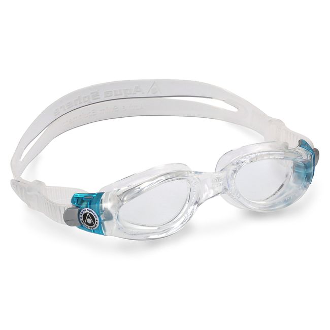 AQUASPHERE | Kaiman Compact Schwimmbrille Transparent & Türkis - Klare Linse