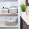 Tan Cube Storage Bin Rope Baskets 3-Piece Set
