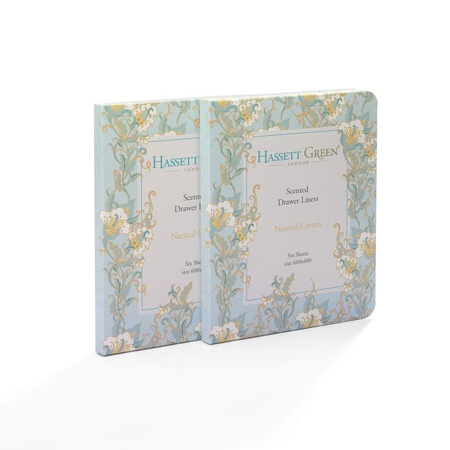 Hassett Green London - Natural Cotton Scented Drawer Liners - Two Pack of 6 Sheets size 600 x 400 mm (Twin Pack)