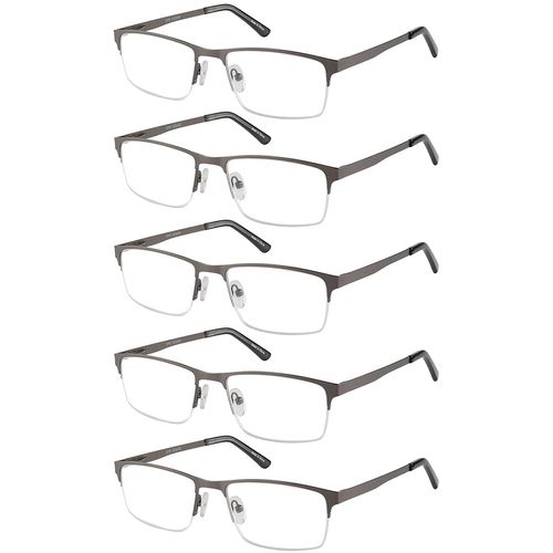 EYECEDAR 5-Pack Reading Glasses Men Blue Light Blocking Half Frame Rectangle Style Spring Hinges Readers 2.50