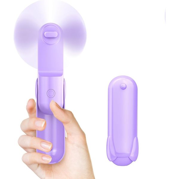 Mini Handheld Fan, Portable Hand Fan with USB Rechargeable, 2000 mAh (Purple)