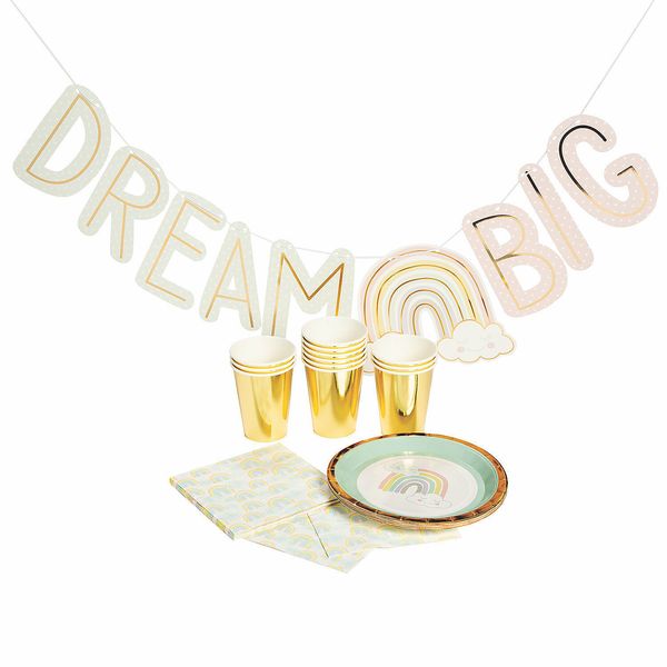 Rainbow Dream Tableware Kit For 12 , Party Supplies, 37 Pieces