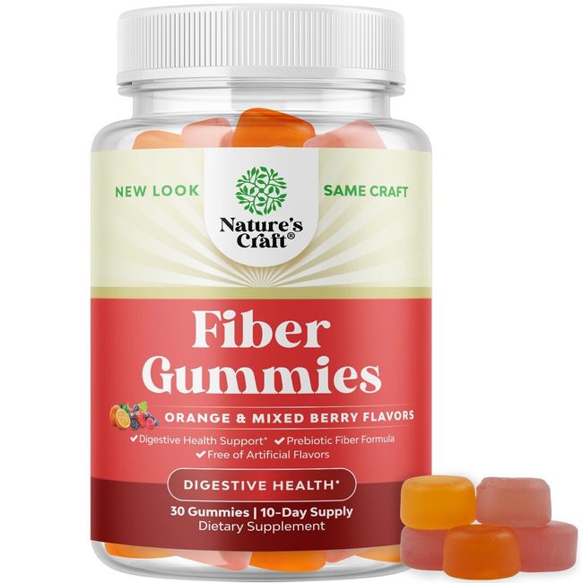 Tasty Prebiotic Fiber Gummies for Adults - High Fiber Supplement Gummies