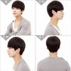 FESHFEN Men's Short Full Wig, Wig, For Medical Use, Natural, Breathable, One Size Fits All, With Net Heat Resistant - black (black 19-3911tcx)