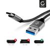 CELLONIC® USB cable 2m for camera, smartphone, navigation, headset, tablet charging cable USB C to USB A 3.0 data cable 3A gray nylon