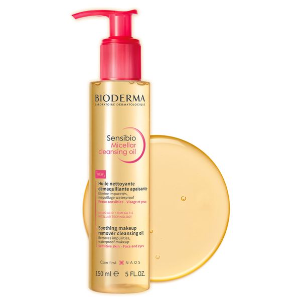 Bioderma Sensibio Micellar Oil - Wash-Off Micellar Oil Cleanser for Sensitive Skin, Nourishing Oil to Milk Makeup Remover & SPF Remover, 150ml