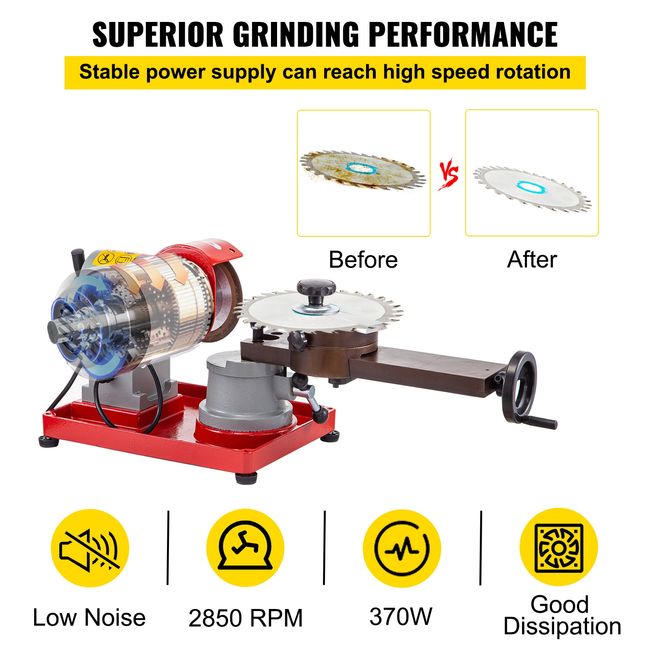 Circular Saw Blade Sharpener, 220V 370W Electric Rotary Angle Mill Grinding  Machine w/ 5 Grinding Wheel, Bench Mounting Grinder for Sharpening