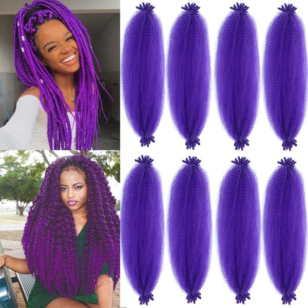 Afro Twist Hair 28 Inch 8 Packs, Springy Afro Twist Hair Pre Fluffed Spring Twist Hair Pre Stretched Wrapping Hair for Soft Locs Hair Extensions (8-Purple#)