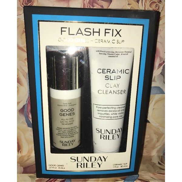 SUNDAY RILEY Flash Fix Kit GOOD GENES LACTIC ACID TREATMENT & CERAMIC SLIP BNIB