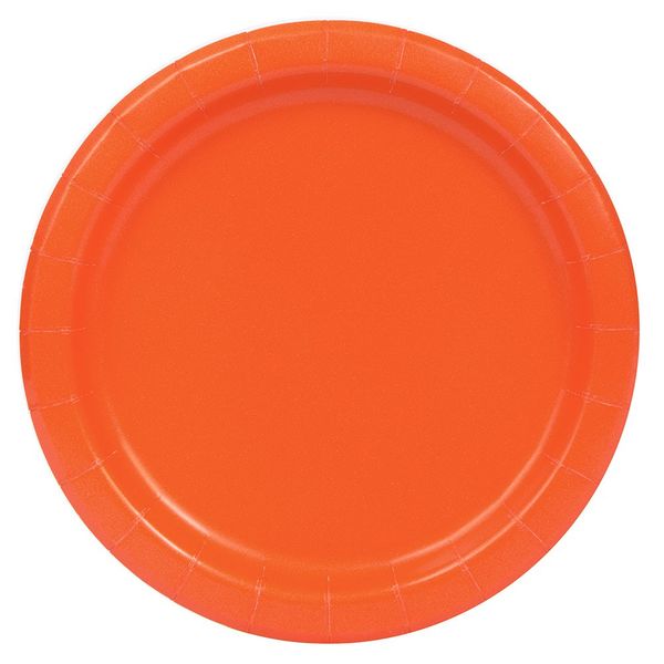 Solid Pumpkin Orange Round Paper Dinner Plates (22cm) 16 Count - Sturdy & Elegant for Parties and Events