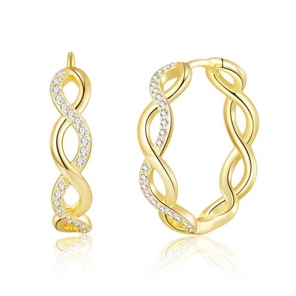 Philip Jones Gold Plated Infinity Hoop Earrings Created with Zircondia® Crystals