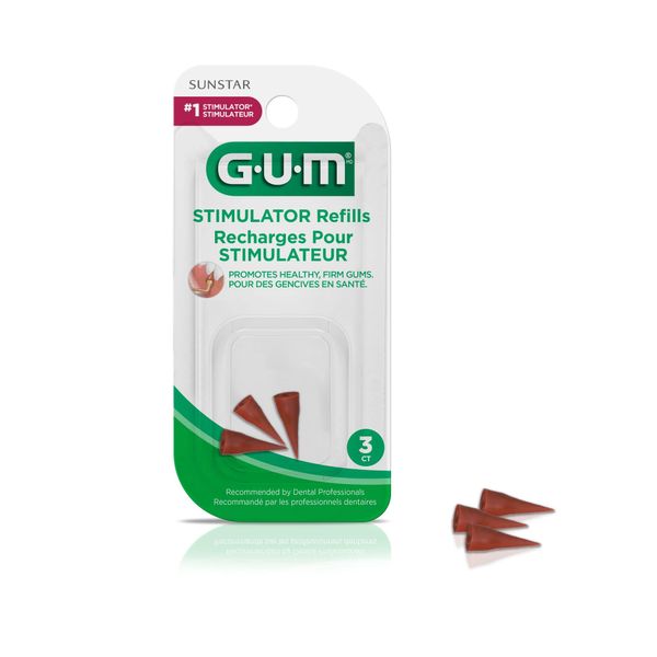 GUM Stimulator Refills - 3 Rubber Tips Included - Compatible with the GUM Stimulator Permanent Handle - Massager for Gums, Plaque Removal and Gum Health, 3 Count