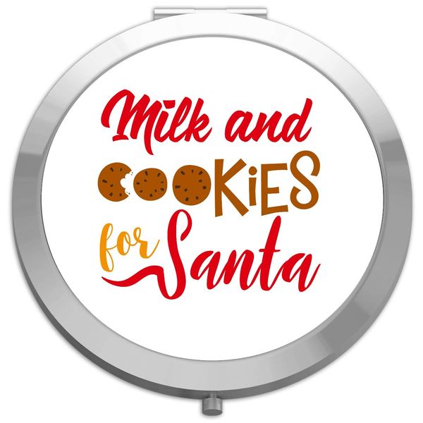 Milk and cookies for Santa [BCX] compact pocket mirror - silver round circle shape