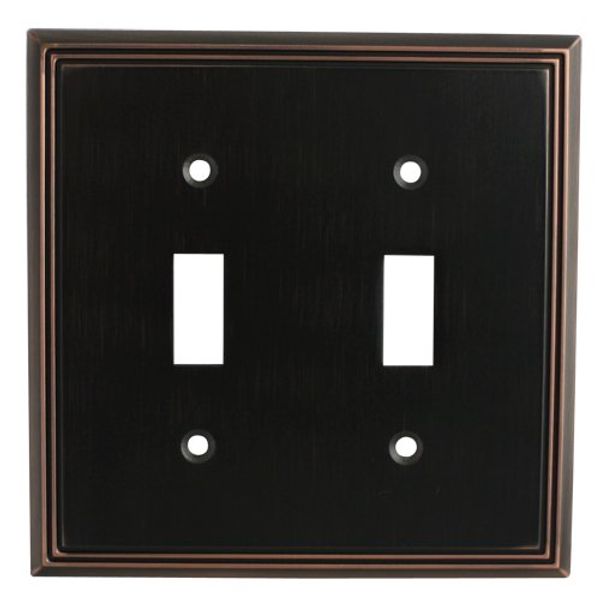 Cosmas 65004-ORB Oil Rubbed Bronze Double Toggle Switch Plate Switchplate Wall Cover