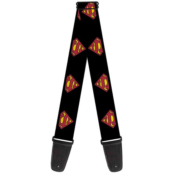 Buckle-Down Guitar Strap - Superman Shield Black - 2" Wide - 29-54" Length