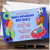 Fingerprint Designs Swimming Pool Beach Personalised Party Invitations