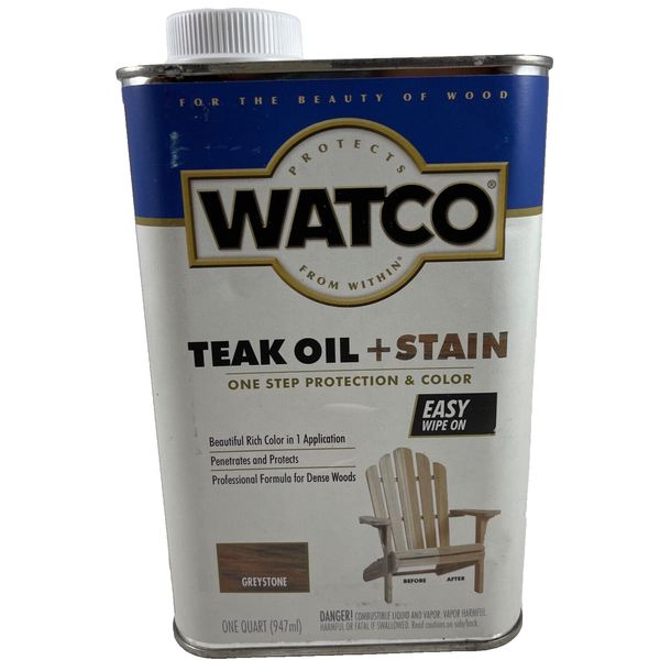 Watco Greystone Teak Oil Wood Stain, Oil-Based Paint, 1 Qt