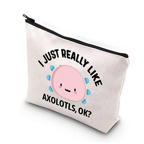 PLITI Funny Cute Axolotl Lover Gifts I Just Really Like Axolotls Ok Travel Pouch for Axolotl Owner Animal Lover Gift(Really Like axolotlsU)