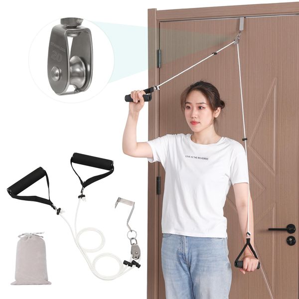 Fanwer Shoulder Pulley, Over The Door Exercise Pulley for Rotator Cuff Recovery, Arm Rehabilitation Over Head Pulley System, Increase Mobility │ Flexibility Stretching │ Range of Motion