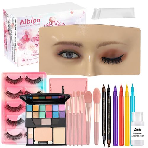 Makeup Practice Face, Makeup Mannequin Face with Makeup Practice Face Board, 3D Reusable Practice Eye Makeup Face Eyeshadow Mannequin for Professional Makeup Artists and Beginner to Practice Makeup