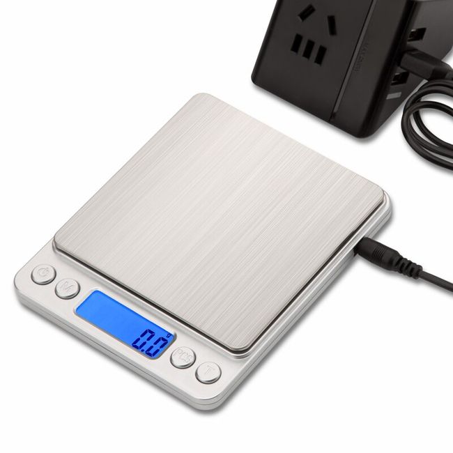 Digital Kitchen Scale, 3000g Mini Pocket Jewelry Scale, Cooking Food Scale,  Back-Lit LCD Display, 2 Trays, 6 Units, Auto Off, Tare, PCS, Stainless