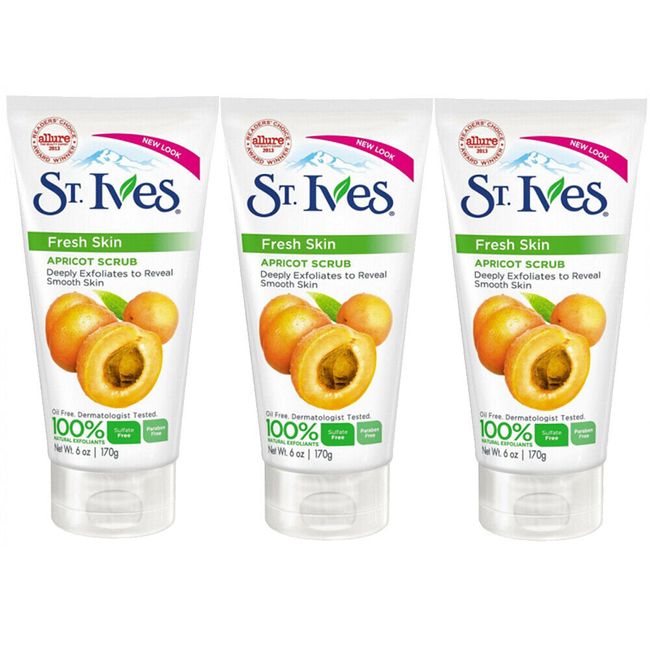 Pack of (3) New St. Ives Apricot Scrub INVIGORATING For All Skin Types 6 OZ