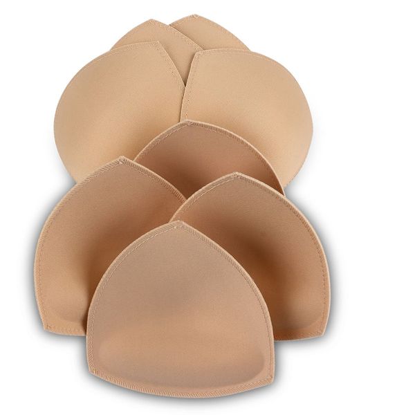 SERMICLE Bra Pad Inserts 4 Pairs, Bra Pads Sewn Padded for Sports Bra A/B C/D Cup Beige Black Optional (A/B Cup, Beige)