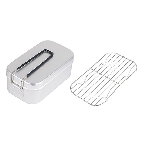 Military Mess Tin,Aluminium Mess Tin, Folding Handle Portable Stainless Steel Light Weight Cooking Bento Box, Easy To Carry, Camping Mess Tin, for Outdoor Picnic Camping Hiking Hunting Fishing(white)