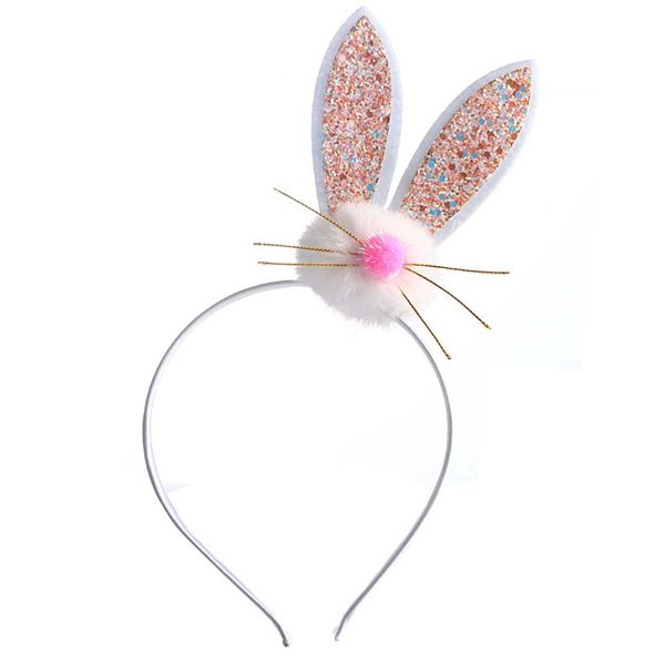 VEICOSTT Easter Headband for Women Girls Bunny Rabbit Ear Headbands with Flower ZHB29 (Orange)